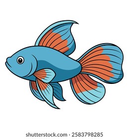 Betta fish isolated flat vector illustration on white background