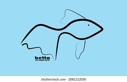 betta fish logo with copy space for company tag line. betta fish vector illustration