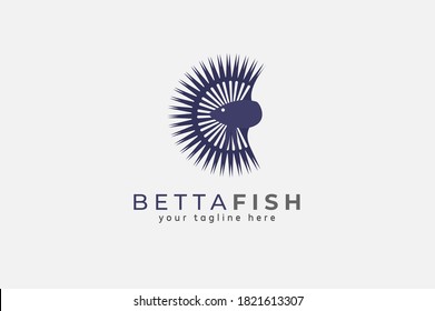 Betta fish logo, Crowntail betta fish design logo template, vector illustration
