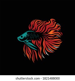 Betta fish logo design icon silhouette