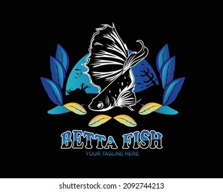Betta fish logo design icon silhouette
