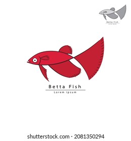 Diseño del logo del pez Betta aislado en fondo blanco.