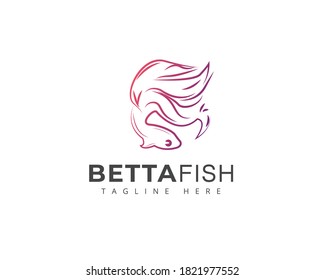 Betta fish logo design template symbol and sign illustration underwater,fighting fish,aquarium,betta splendens and betta