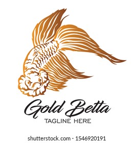 Betta fish logo in gradient and color, good betta lover community also tshirt design