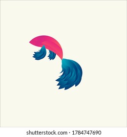 Betta fish logo, logo inspiration from siluwet, feathers with gradient colors