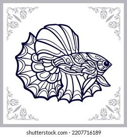Betta fish mandala arts isolated on black background