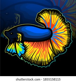 Betta fish mascot. esport logo design