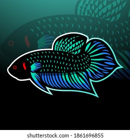 Betta fish mascot. esport logo design