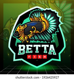 Betta fish mascot esport logo design