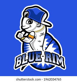 betta fish mascot logo blue rim vector illustration for farm