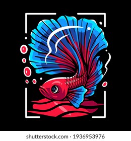 Diseño del logo de la mascota de peces Betta