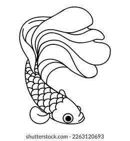 Betta pez arte de la línea del logo de una mascota