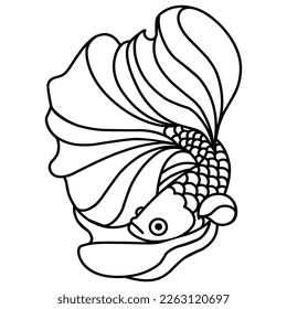 Betta fish a mascot logo line art