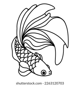 Betta pez arte de la línea del logo de una mascota