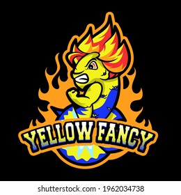 betta fish mascot logo yellow fancy vector illustration