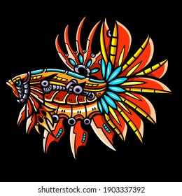 Betta fish mecha robot mascot. esport logo design