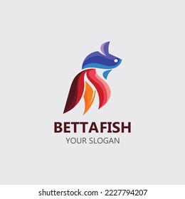 Diseño de imagen vectorial de diseño de logotipo moderno para peces Betta 