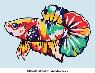 betta fish multicolour illustration logo vector, product, logo template, vector illustration, business, sign, creative.