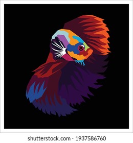 Betta fish on pop art style for background and 