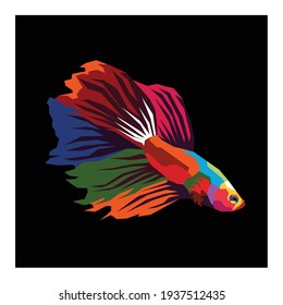 Betta fish on wpap pop art for illustration and bckground