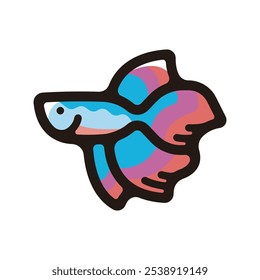 Betta fish outline icon for graphic design, apps and websites