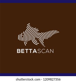 Betta fish Scan Technology Logo vector Element. Animal Technology Logo Template