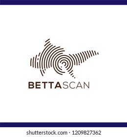 Betta fish Scan Technology Logo vector Element. Animal Technology Logo Template