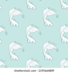 Betta fish or siamese fighting fish ,seamless vector pattern, repeating background