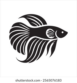 betta Fish silhouette. black color vector illustrations eps 10 on a white background.