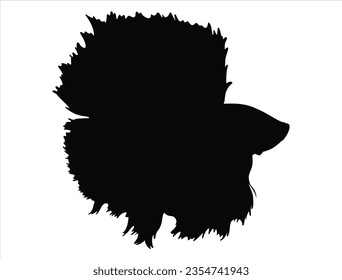 Betta fish silhouette vector art white background