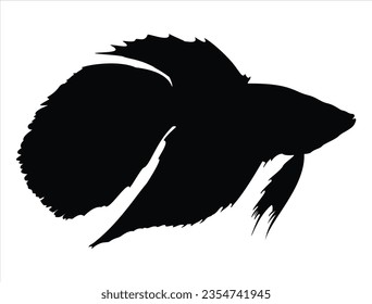 Betta fish silhouette vector art white background
