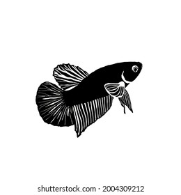 Betta fish silhouette vector image for editing posters, banners, photos, logos, and others.