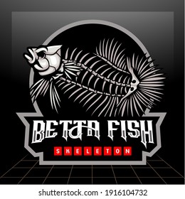 Betta fish skeleton mascot. esport logo design