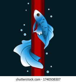 Betta fish surround the pillars