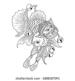 Betta fish tattoo logo with pattern thai traditional