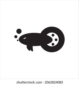betta fish vector breathing in black and white
