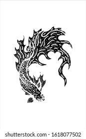 Betta Fish Vector Illustration. beautiful Fighting fish, Hand drawing Siamese fighting fish. silhouette isolate on white background