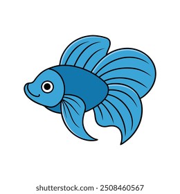 Betta Fish Vector Illustration | Cartoon, Clipart, Line Art Design