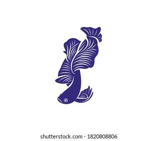 Betta fish vector illustration, fighting fish logo design template