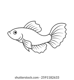 Betta Fish vector illustration line art