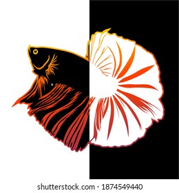 Betta Fisch Vektorgrafik auf verschiedenen bunten Hintergründen. Vektorgrafik. Mojokerto, 15. Dezember.