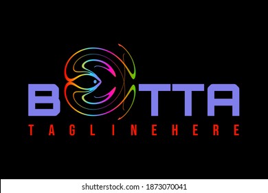 Betta fish vector logo element with “BETTA” illustrations and typography.