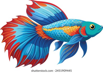 Betta Fish Vector on White Background.