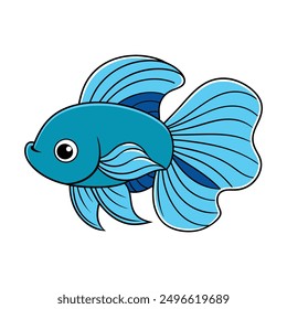Betta fish vector: vibrant cartoon, clipart, and line art design