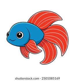 Betta fish vector: vibrant cartoon, clipart, and line art design