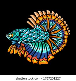 Betta fish zentangle arts .