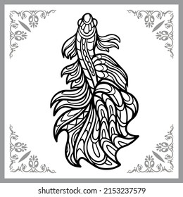 Betta-Fisch-Zentangle-Kunst einzeln auf weißem Hintergrund