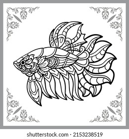 Artes de zentangle de peces Betta aisladas en fondo blanco