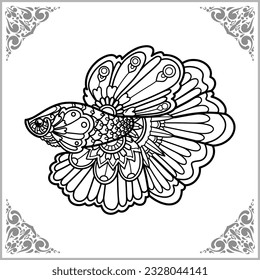 Betta fish zentangle arts isolated on white background of illustration