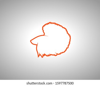 Betta Silhouette on White Background. Isolated Vector Animal Template for Logo Company, Icon, Symbol etc